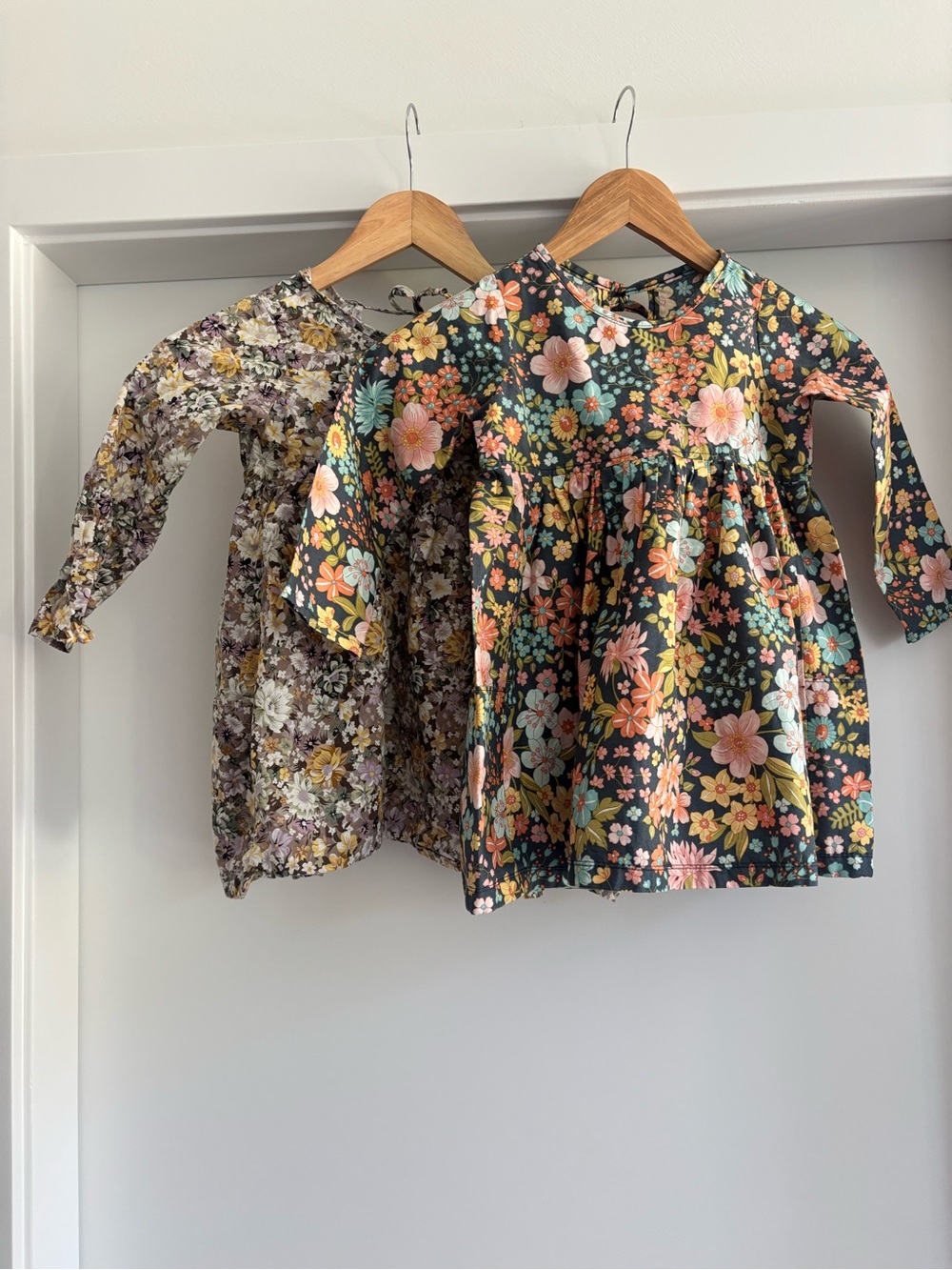 Bundle Nest & Nurture Long-Sleeve 100% Cotton Floral Pocket Dresses